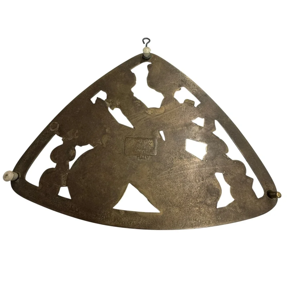 Borhay Brass Vegetable Trivet Wall Decor Gold Good 1983 Italy Carrots‎ Onion Fan